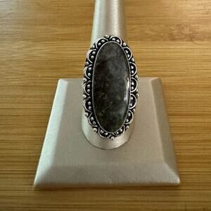 Oval fossil coral ring size 10
